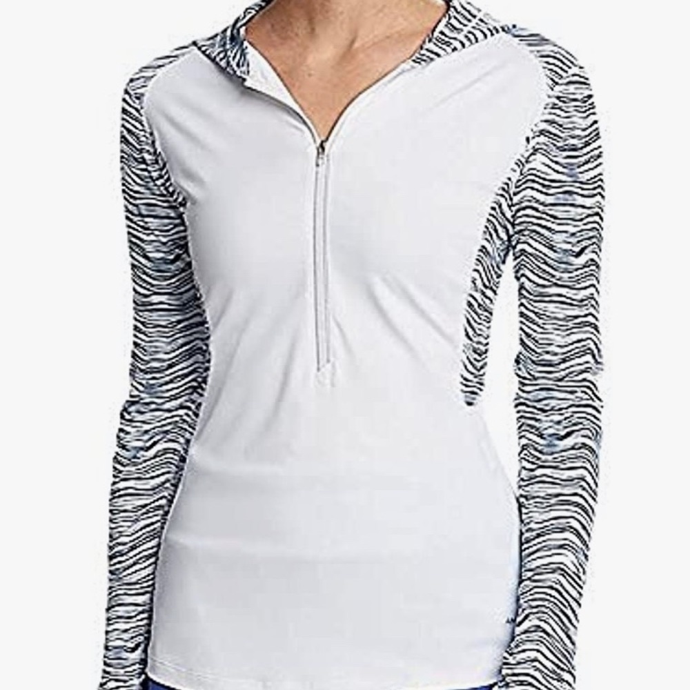 ANNIKA by Cutter & Buck Womens Moisture Wicking Long Sleeve 3/4 Zip Hoodie, Sz S